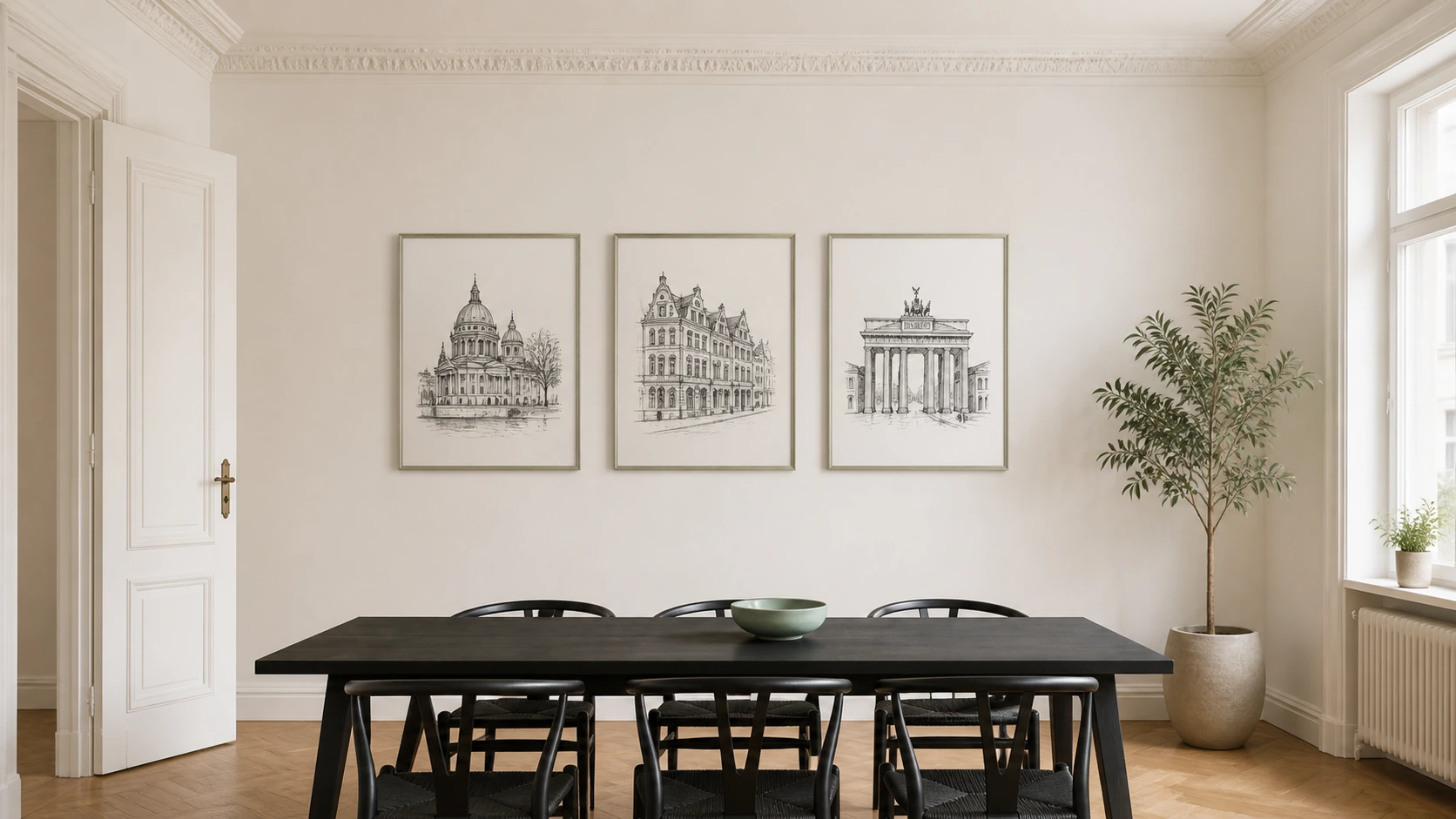 Cadre en bois Alma vert dans un intérieur