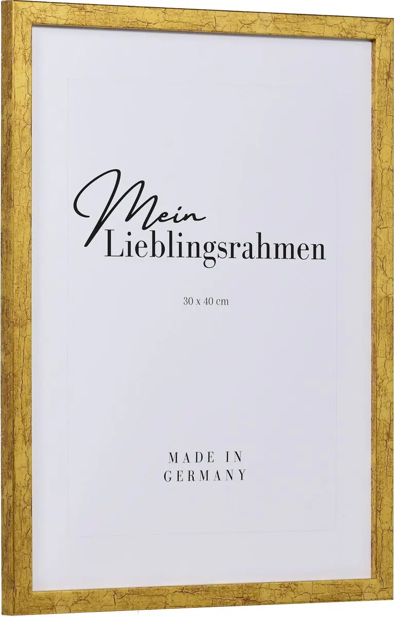 Seitenansicht eines auf alt gemachten Holzrahmens in Antikgold