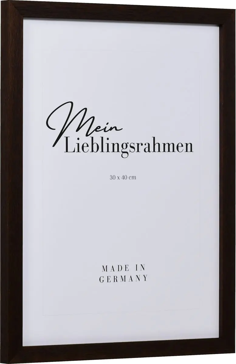 Holz-Profil 33, dunkelbraun - Seitenansicht Seitenansicht eines quadratischen, modernen, dunkelbraunen Holzrahmens, dessen Holzstruktur sichtbar ist