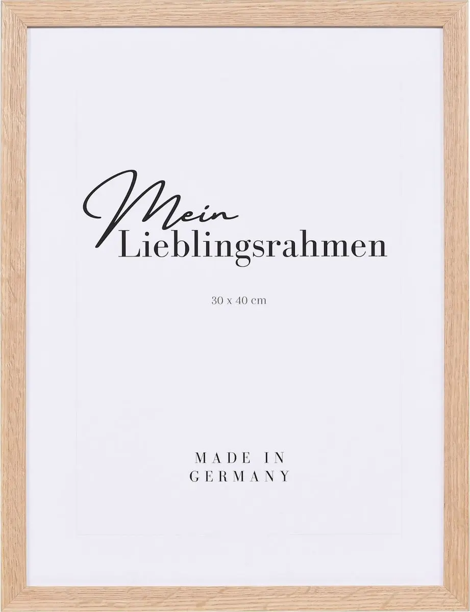 Holzbilderrahmen Lara 30x40, eiche - Frontansicht Frontansicht eines Bilderrahmen aus Eiche mit klaren Kanten