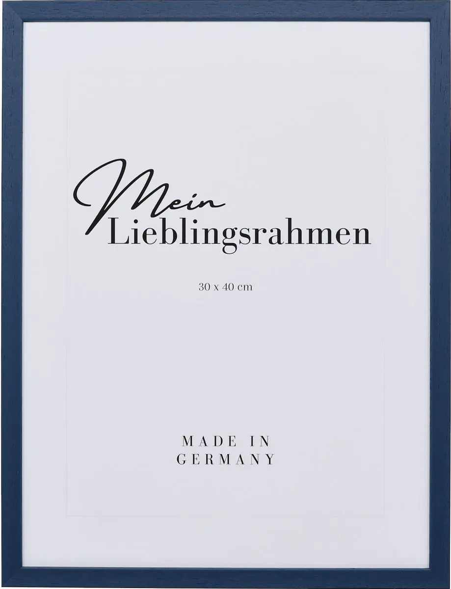 Holz-Profil 35, blau - Frontansicht Frontansicht eines blauen, modernen Rahmens für Poster