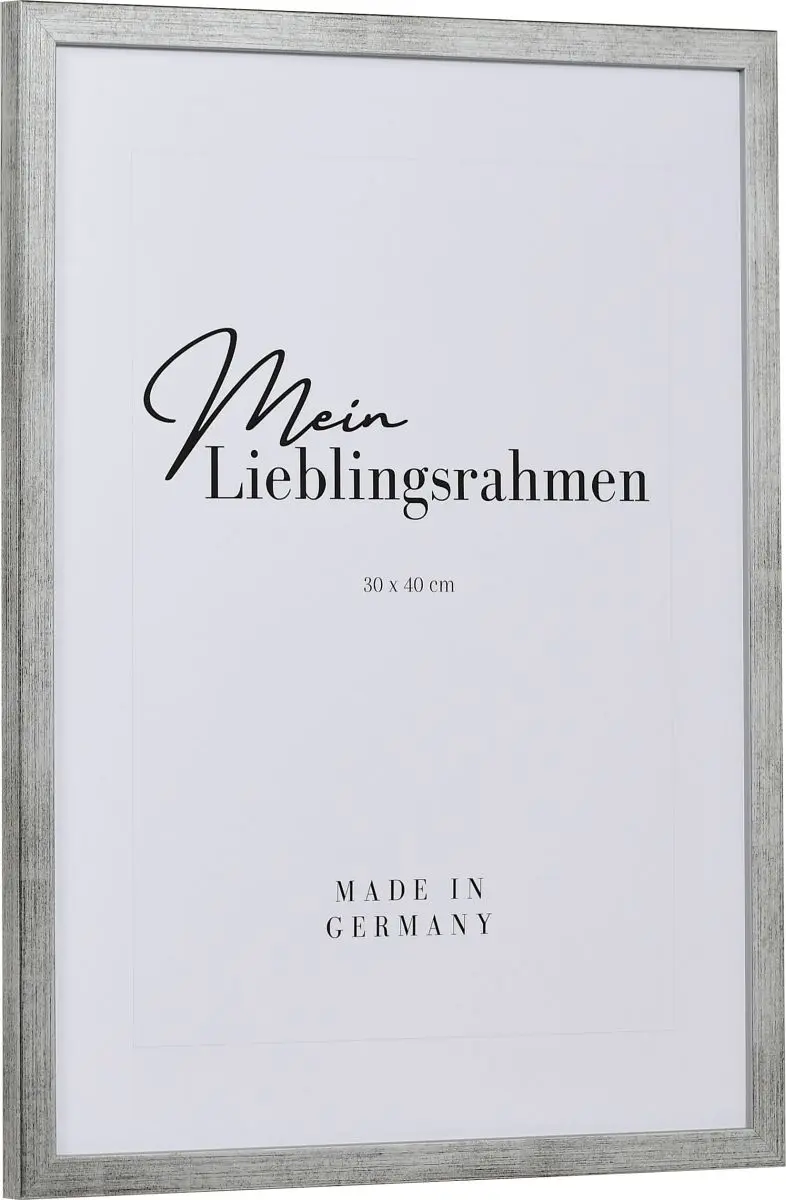 Holz-Profil Top S, silber - Seitenansicht Seitenansicht eines schmalen, silbernen Bilderrahmens mit sichtbarer Holzstruktur und glatter Oberfläche