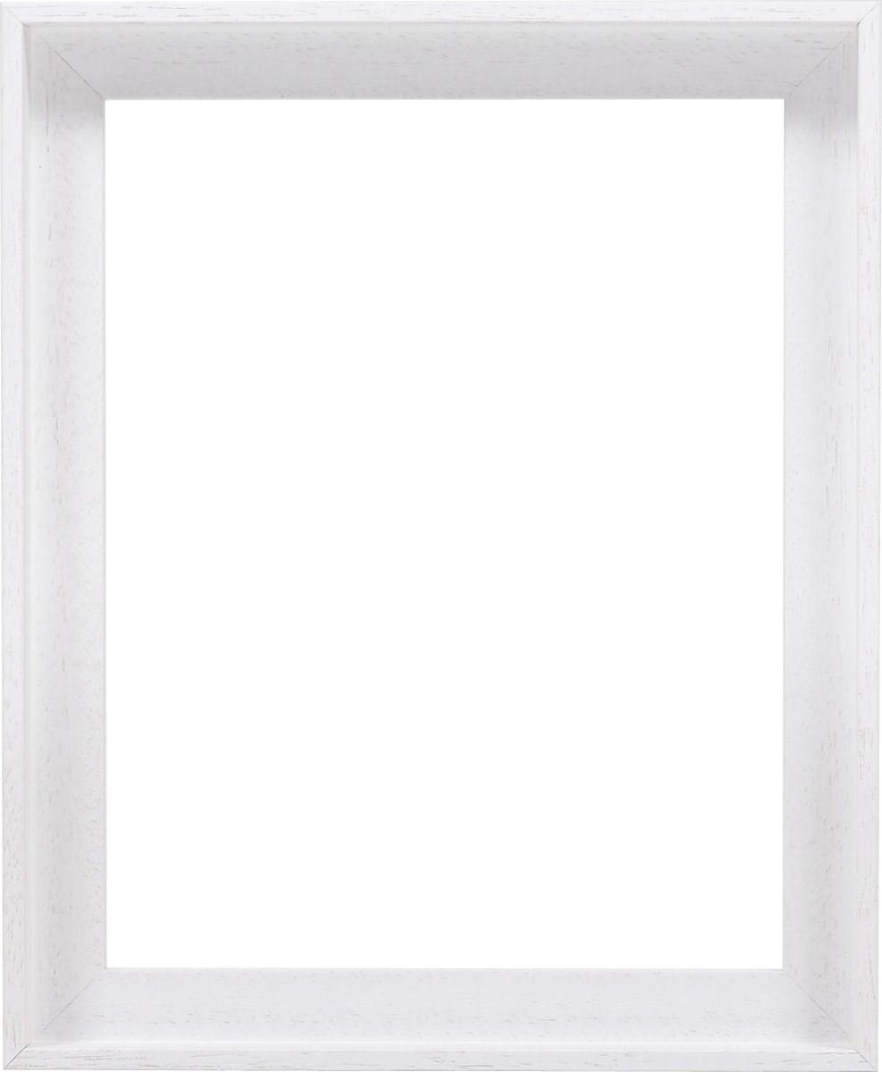 Holz-Profil 50F, weiss - Frontansicht Frontansicht eines weissen, offenporigen Schattenfugenrahmens für Leinwände