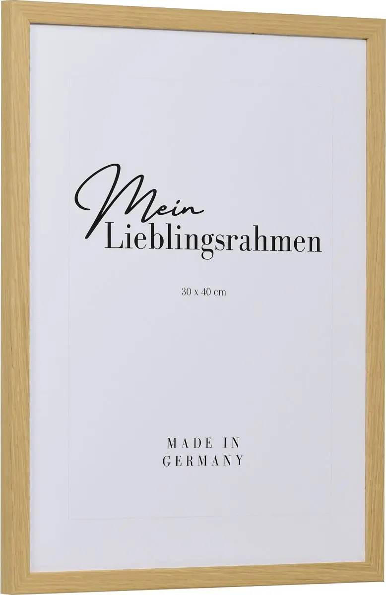 Seitenansicht  eines modernen, günstigen Eiche Bilderrahmens 