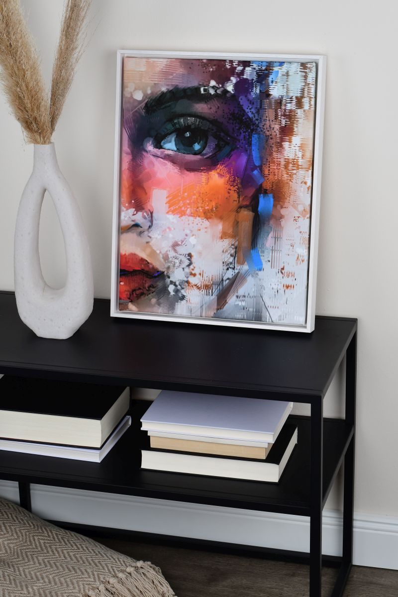 Schattenfugenrahmen Julia in Weiß in Wohnambiente