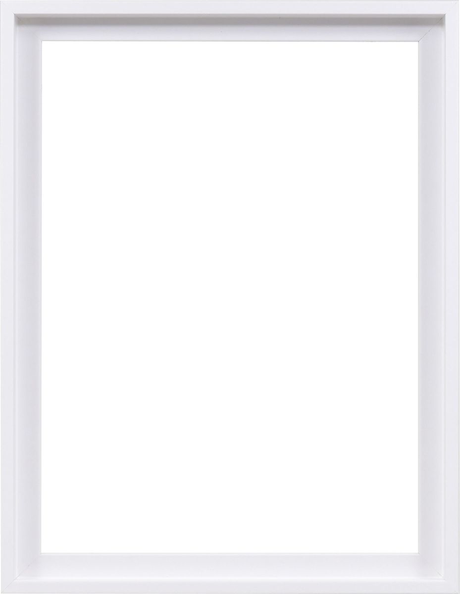 Holz-Profil 50k, weiss - Frontansicht Frontansicht eines modernen, dezenten Schattenfugenrahmens in der Farbe Weiss
