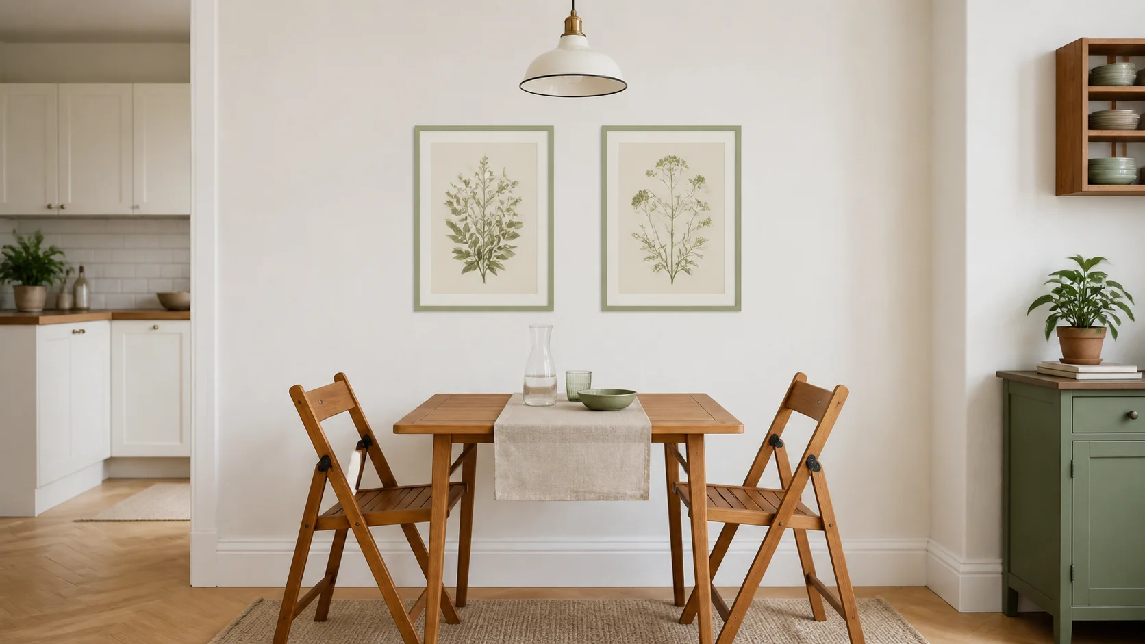 Cadre en bois Nele vert dans un intérieur