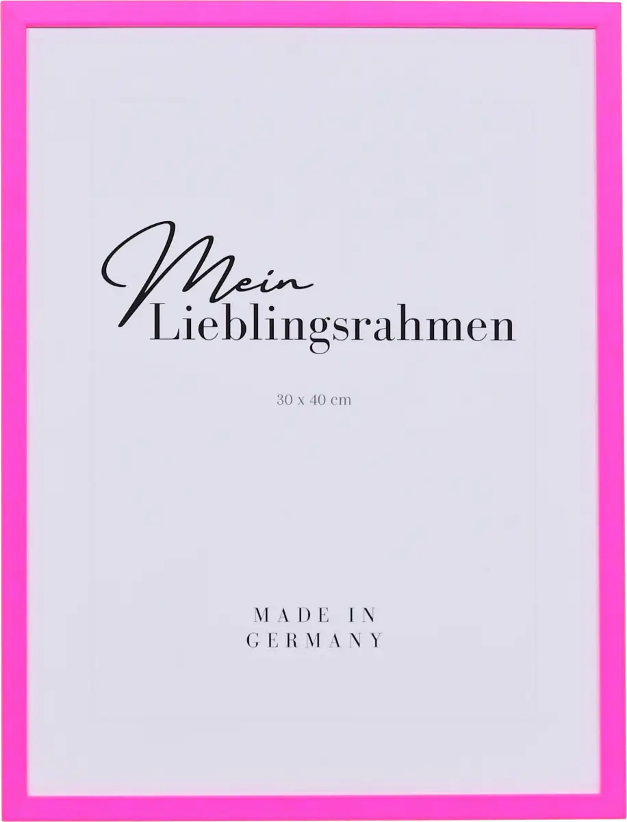 Frontansicht eines neonpinken Holzrahmen in 30x40 im modernen Stil