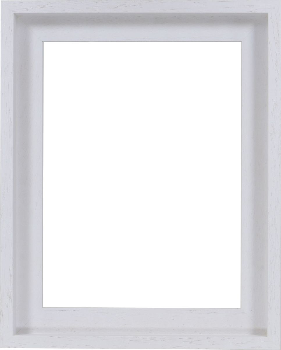 Holz-Profil 50L, weiss - Frontansicht Frontansicht eines weissen, dezenten und modern Rahmens mit offenporiger Lackierung für Leinwände