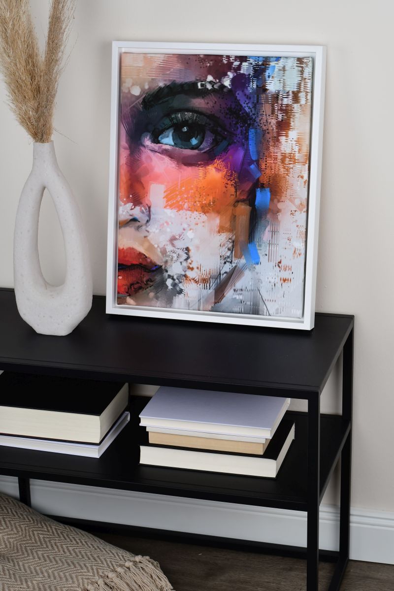 Schattenfugenrahmen Joline in Weiß in Wohnambiente