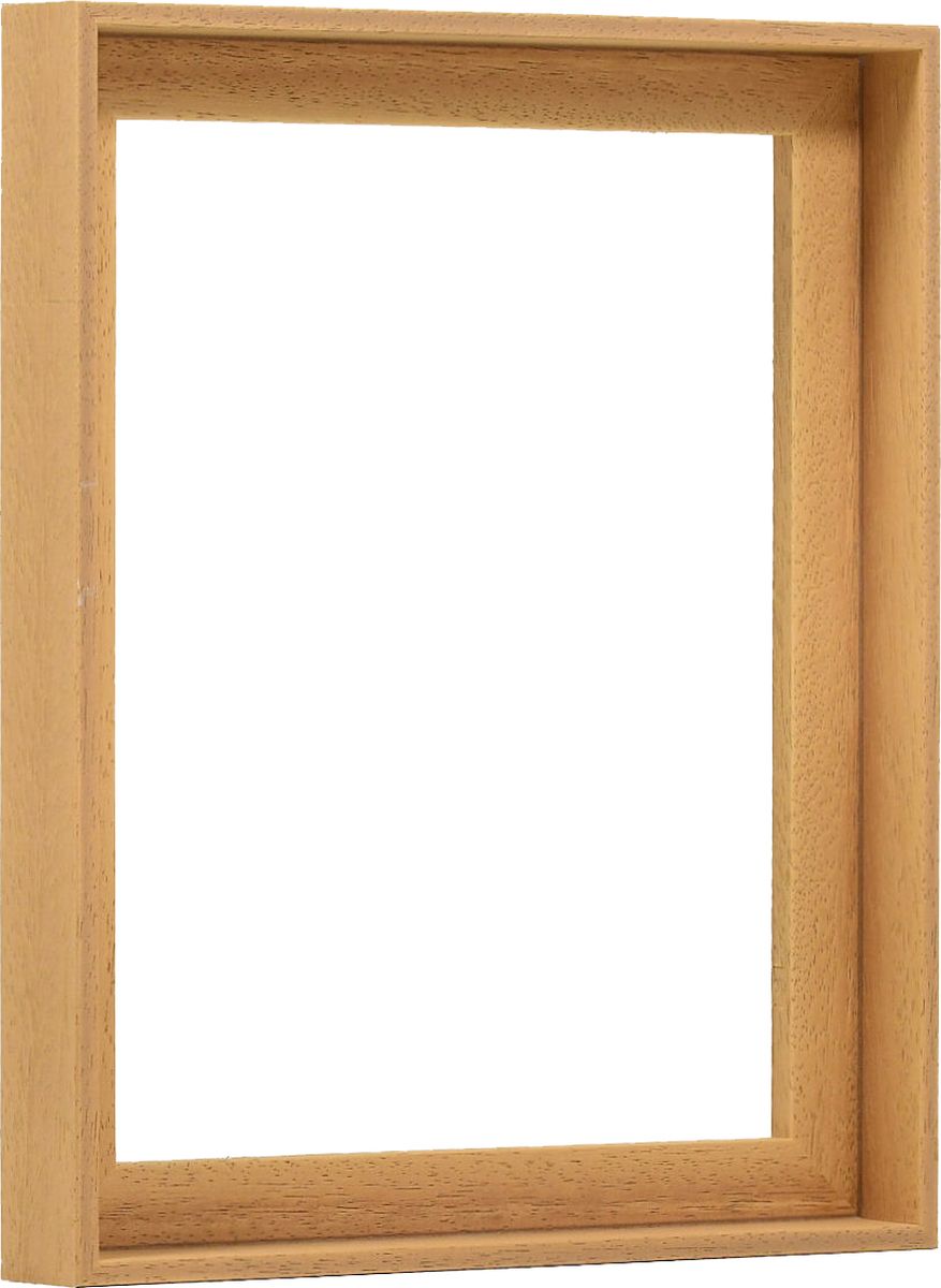 Holz-Profil 50F, Eiche - Seitenansicht Seitenansicht eines eichenfarbenen, offenporigen Schattenfugenrahmens für Leinwände
