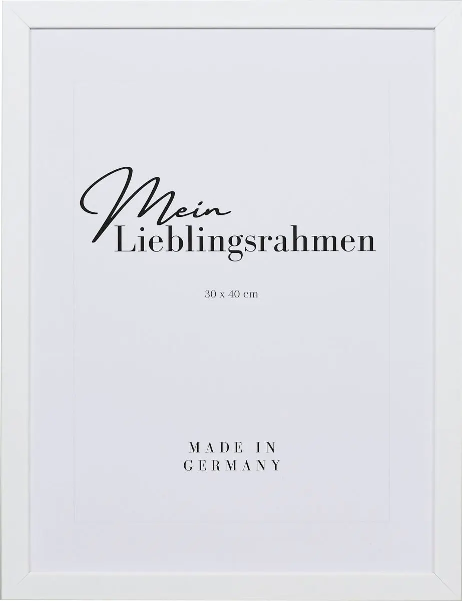 Holz-Profil Top Cube, weiss - Frontansicht Frontansicht eines weissen Bilderrahmens mit geschlossener, glatter Oberfläche und würfelförmigem Profil