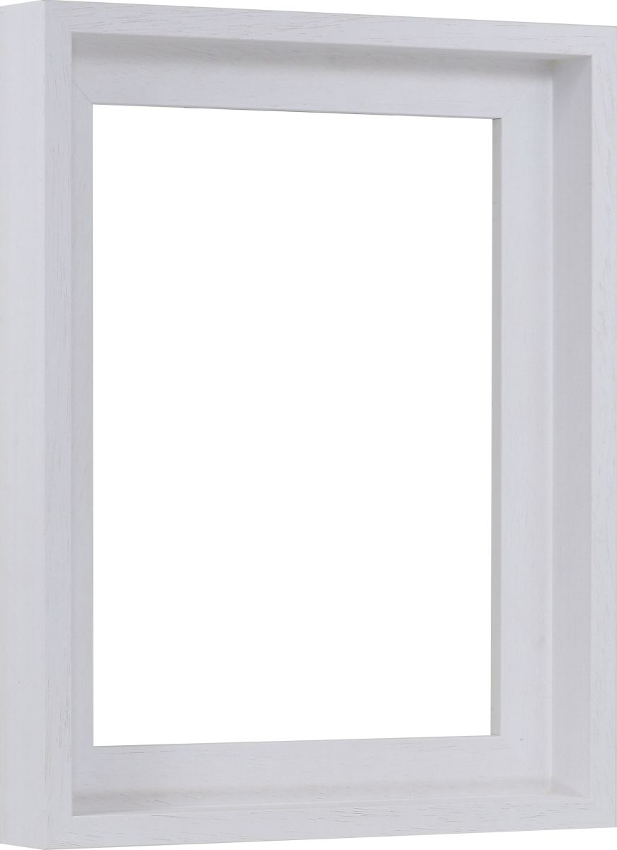 Holz-Profil 50L, weiss - Seitenansicht Seitenansicht eines weissen, dezenten und modern Rahmens mit offenporiger Lackierung für Leinwände