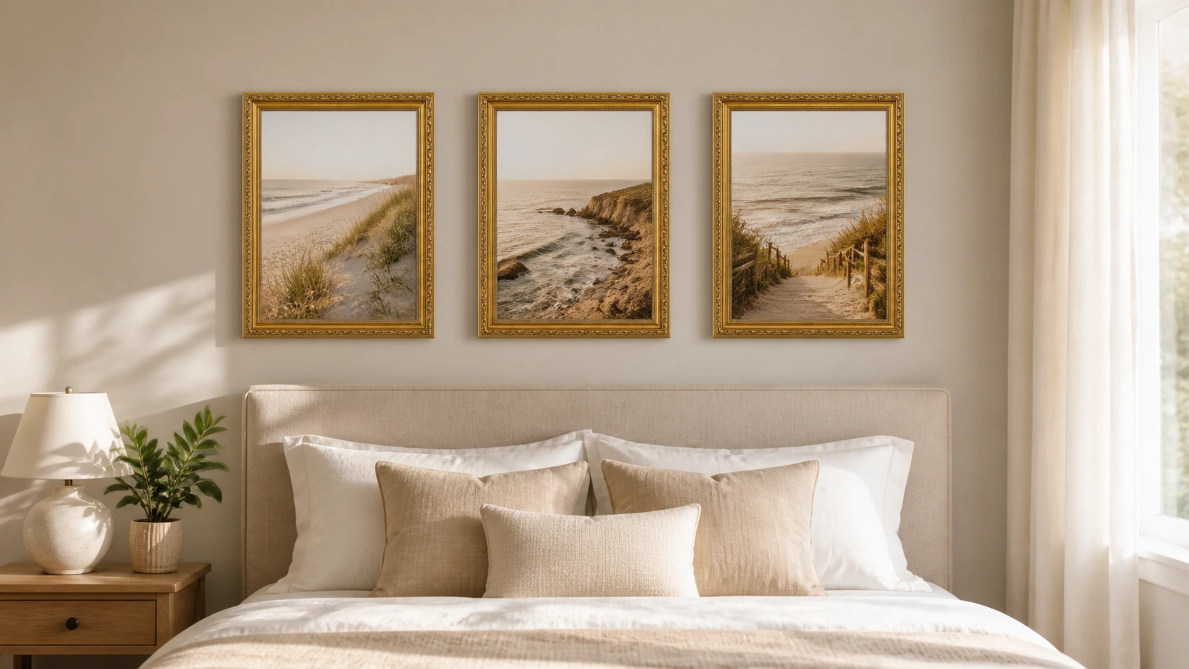 Cadre en bois Lysann vieil or dans un intérieur