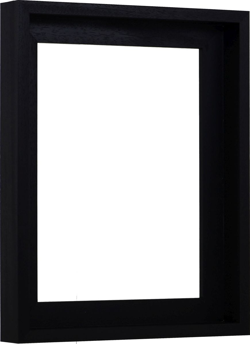 Holz-Profil 50L, schwarz - Seitenansicht Seitenansicht eines schwarzen, dezenten und modern Rahmens mit offenporiger Lackierung für Leinwände