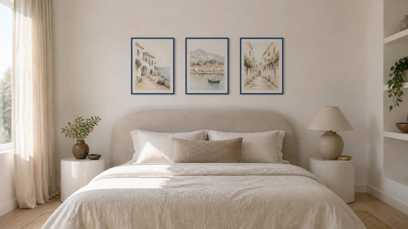 Cadre en bois Nele bleu dans un intérieur