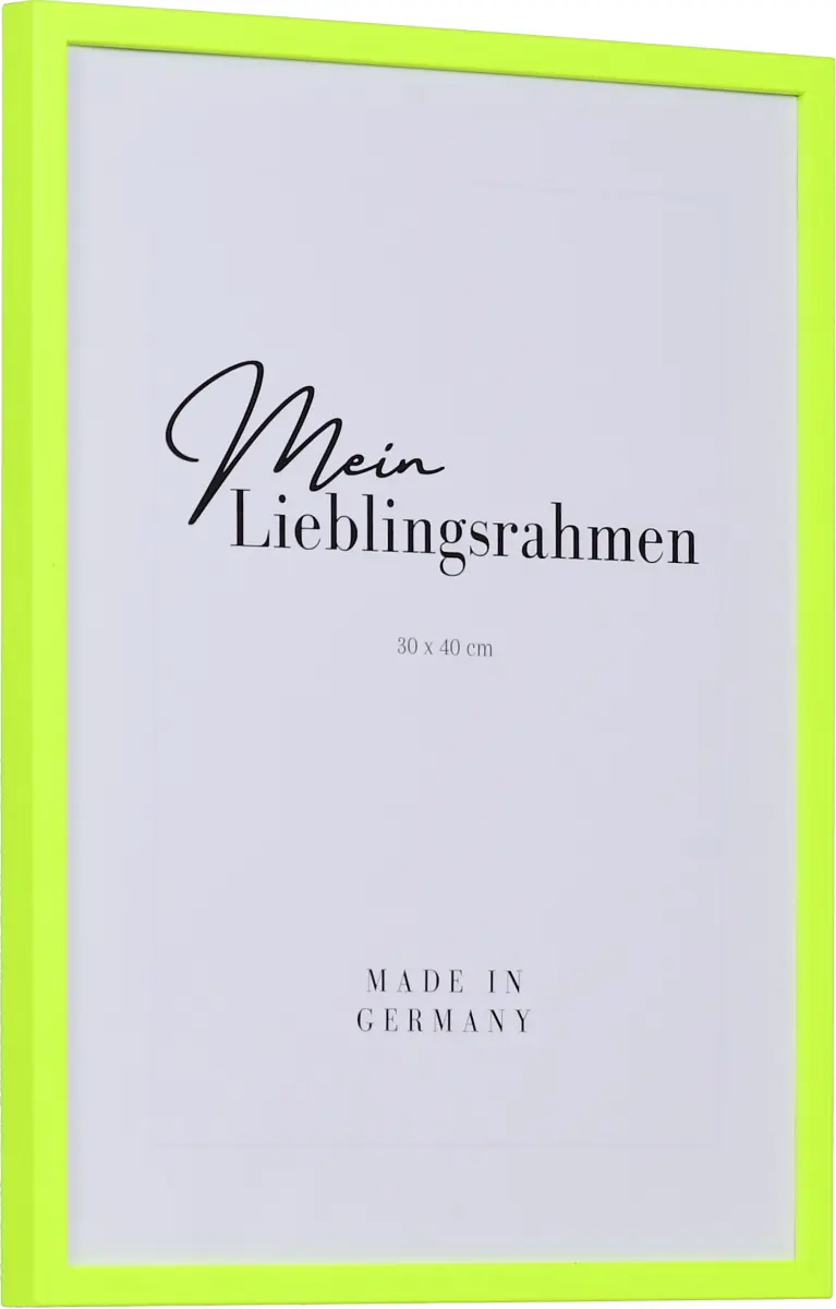 Holzbilderrahmen Bonnie 30x40, gelb - Seitenansicht Seitenansicht eines Holzbilderrahmen im modernen Stil in der Farbe Neongelb