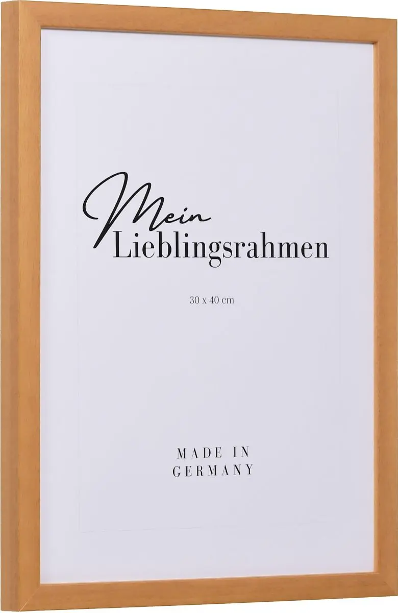 Seitenansicht eines honigfarbenen Bilderrahmens A4 mit glatter Oberfläche und schlichtem Design