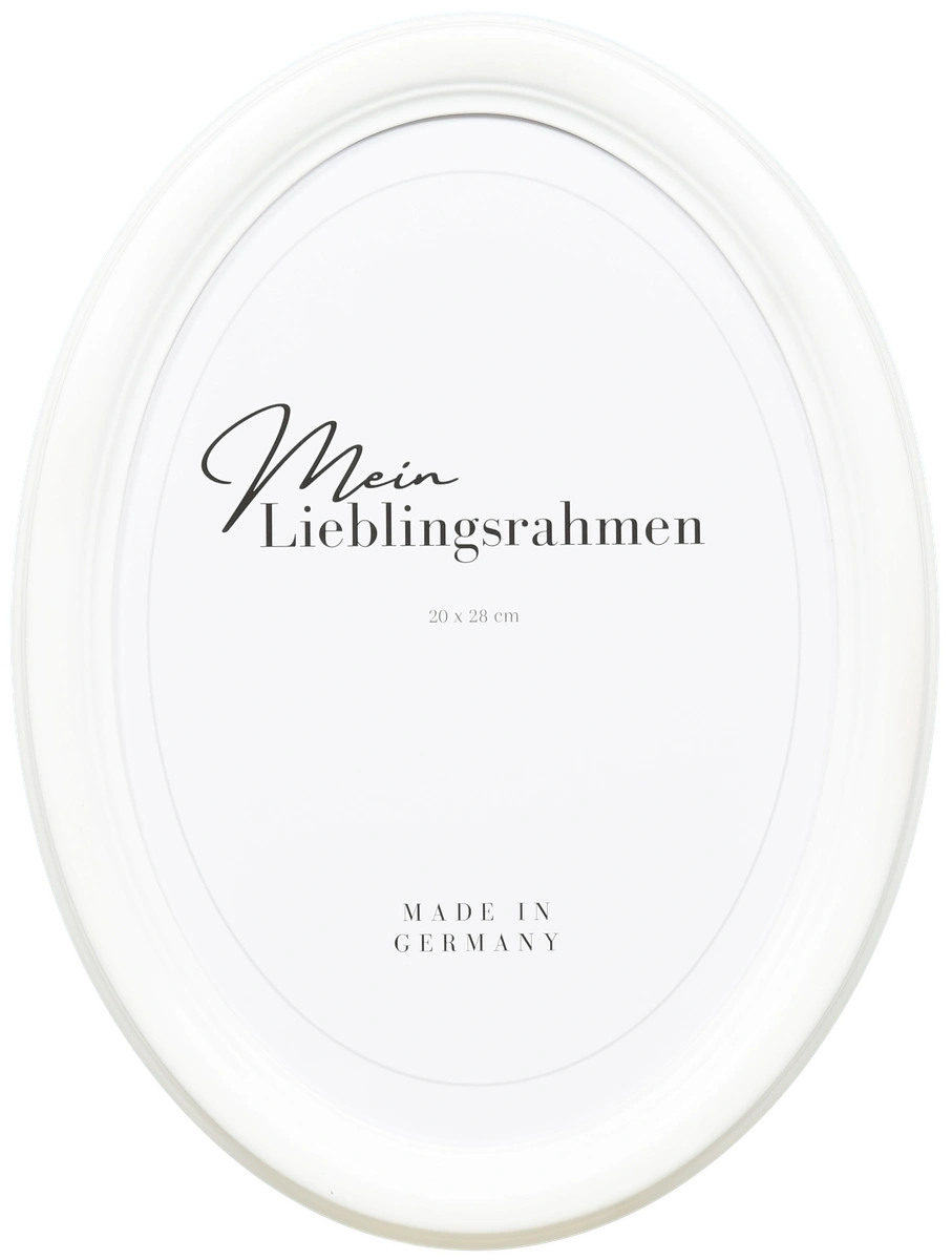 Frontansicht eines Ovalrahmens in der Farbe Weiss