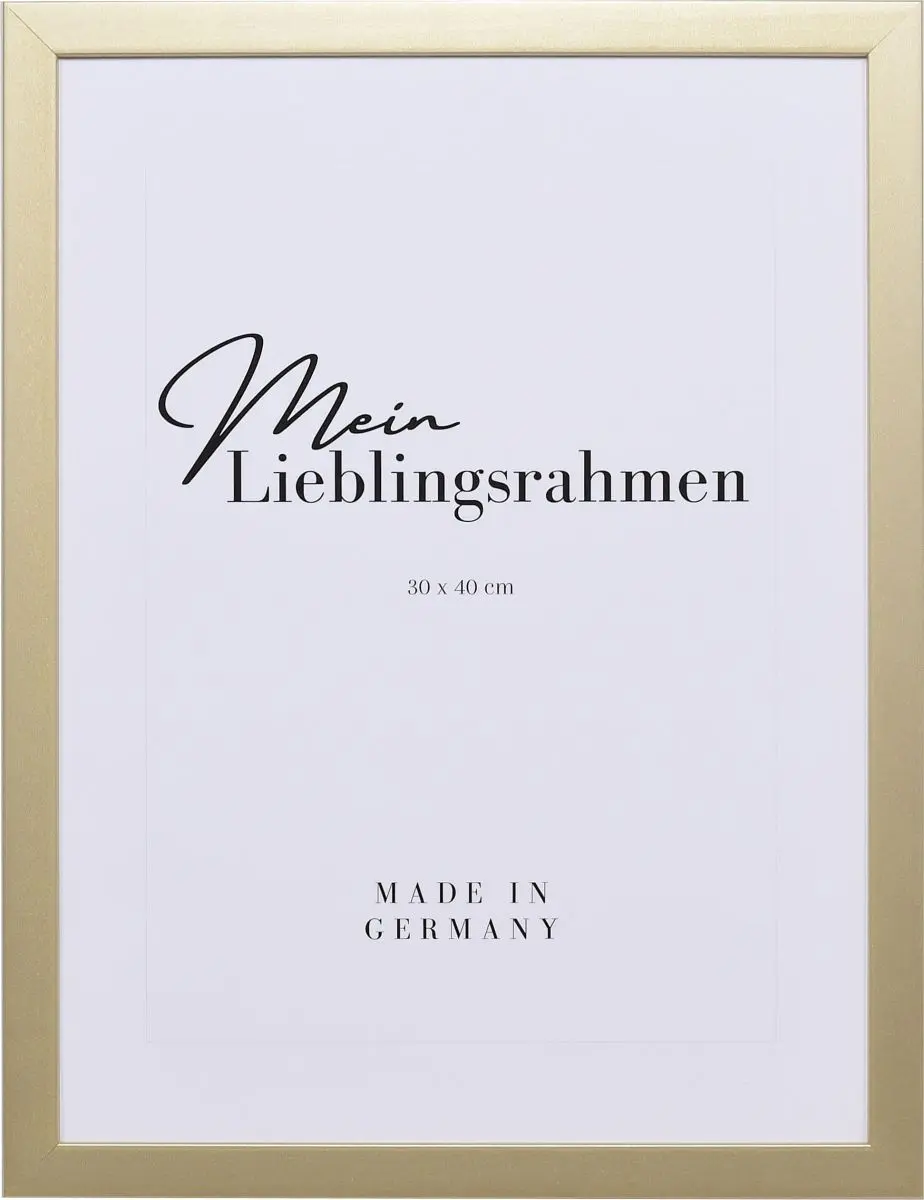 Holz-Profil Top Cube, gold - Frontansicht Frontansicht eines goldenen Bilderrahmens mit geschlossener, glatter Oberfläche und würfelförmigem Profil