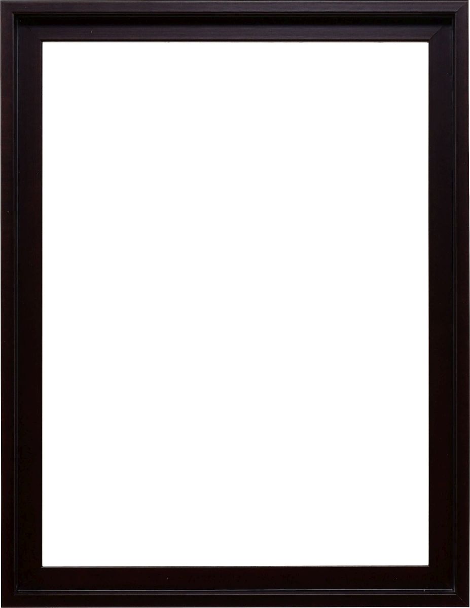 Holz-Profil 50k, dunkelbraun - Frontansicht Frontansicht eines modernen, dezenten Schattenfugenrahmens in Dunkelbraun