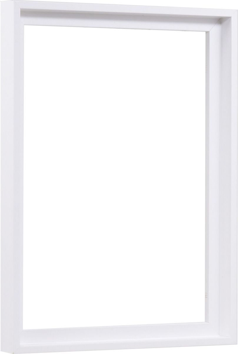 Holz-Profil 50k, weiss - Seitenansicht Seitenansicht eines modernen, dezenten Schattenfugenrahmens in Weiss