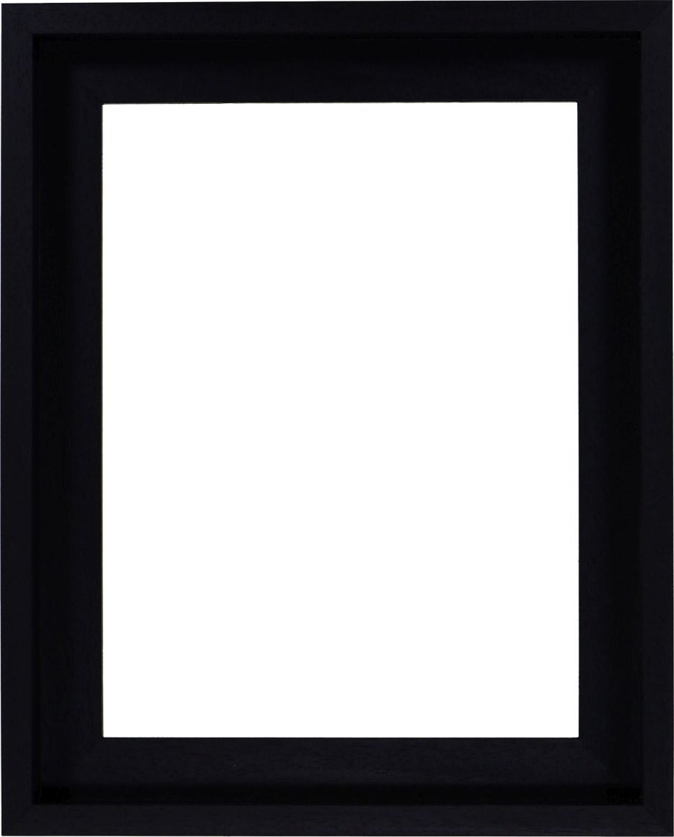 Holz-Profil 50L, schwarz - Frontansicht Frontansicht eines schwarzen, dezenten und modern Rahmens mit offenporiger Lackierung für Leinwände