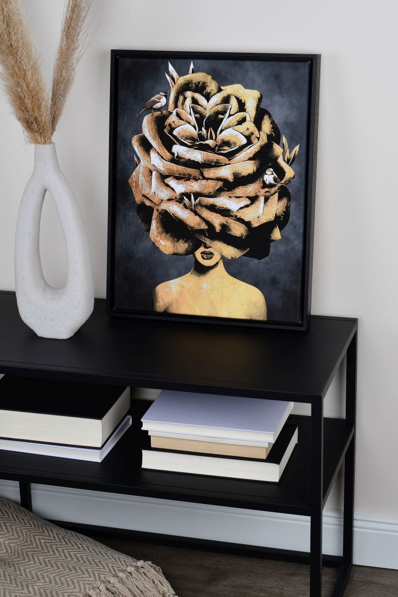 Schattenfugenrahmen Julia in Schwarz in Wohnambiente