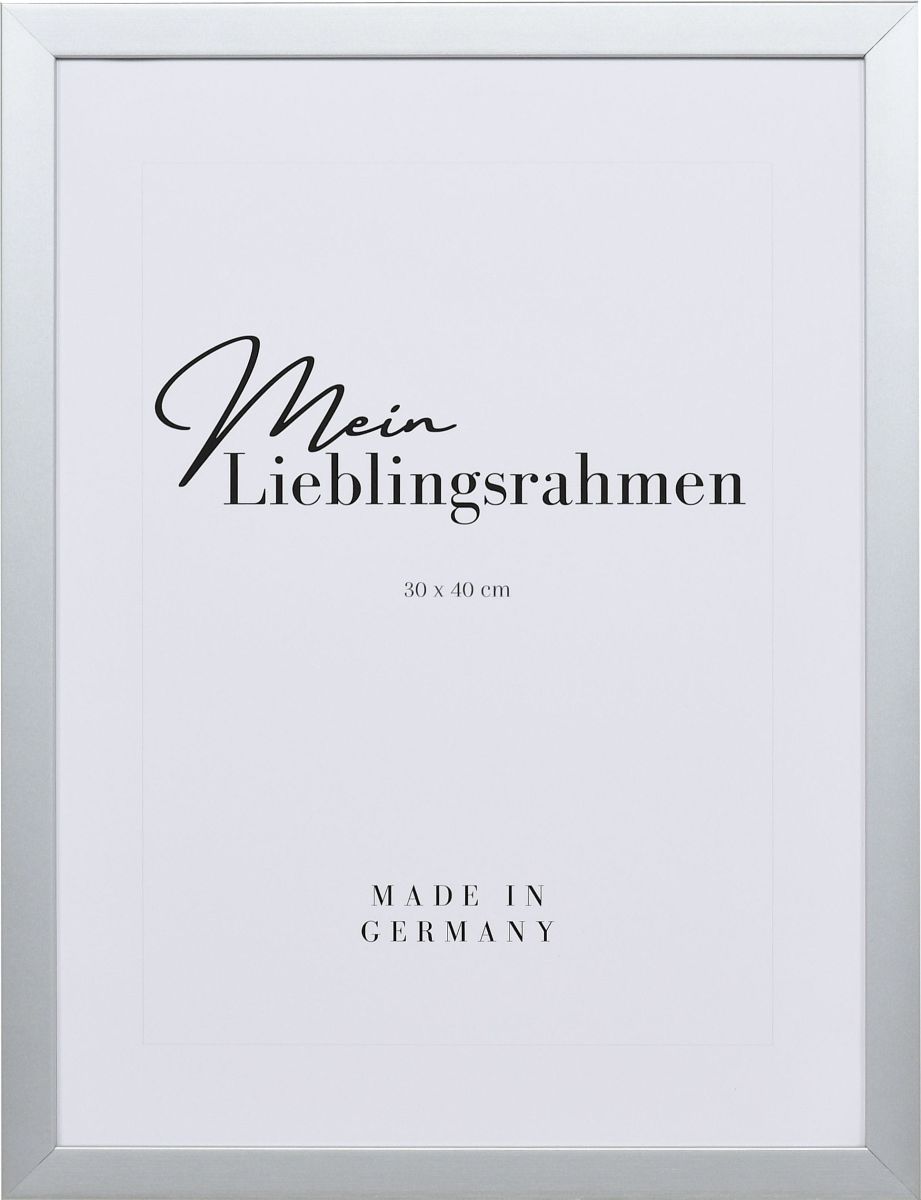 Holz-Profil Top Cube, silber - Frontansicht Frontansicht eines silberfarbenen Bilderrahmens mit geschlossener, glatter Oberfläche und würfelförmigem Profil