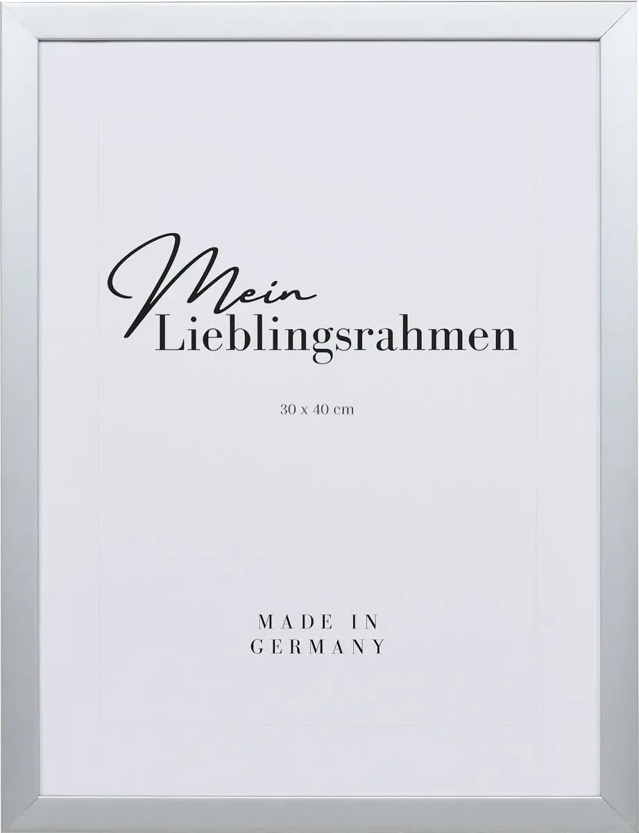Holz-Profil Top Cube, silber - Frontansicht Frontansicht eines silberfarbenen Bilderrahmens mit geschlossener, glatter Oberfläche und würfelförmigem Profil