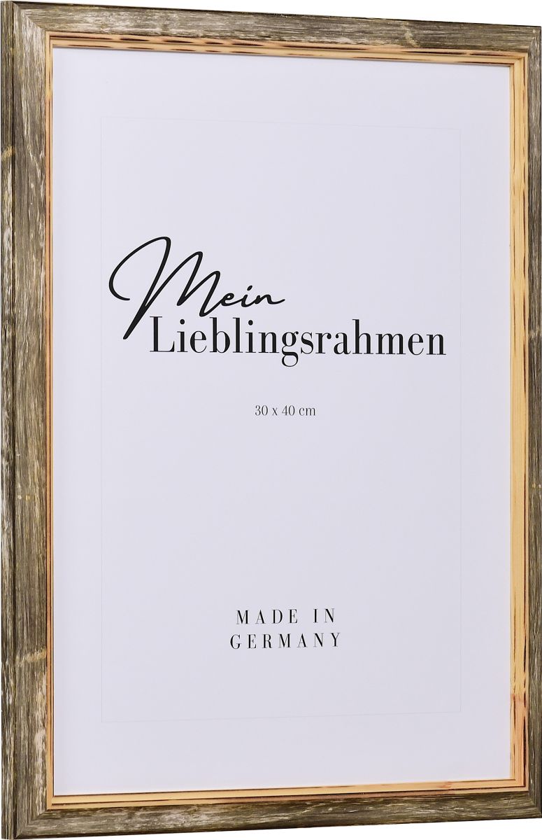 Holz-Profil 67, braun - Seitenansicht Seitenansicht eines braunen Holzrahmens mit dezent geschwungenem Massivholzprofil und abgesetzter Innenkante im Landhausstil