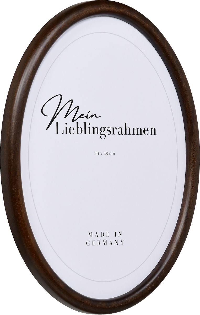 Seitenansicht eines Ovalrahmens in der Farbe Braun