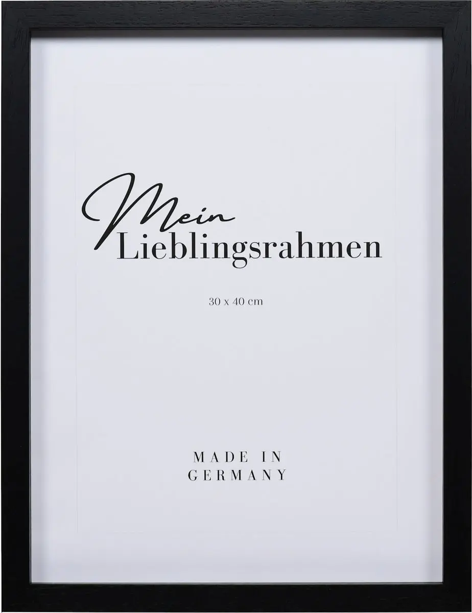 Holz-Profil 74, schwarz - Frontansicht Frontansicht eines schwarzen Bilderrahmens, 60x80 cm, mit tiefenversetzten Leisten und offenporiger Lackierung