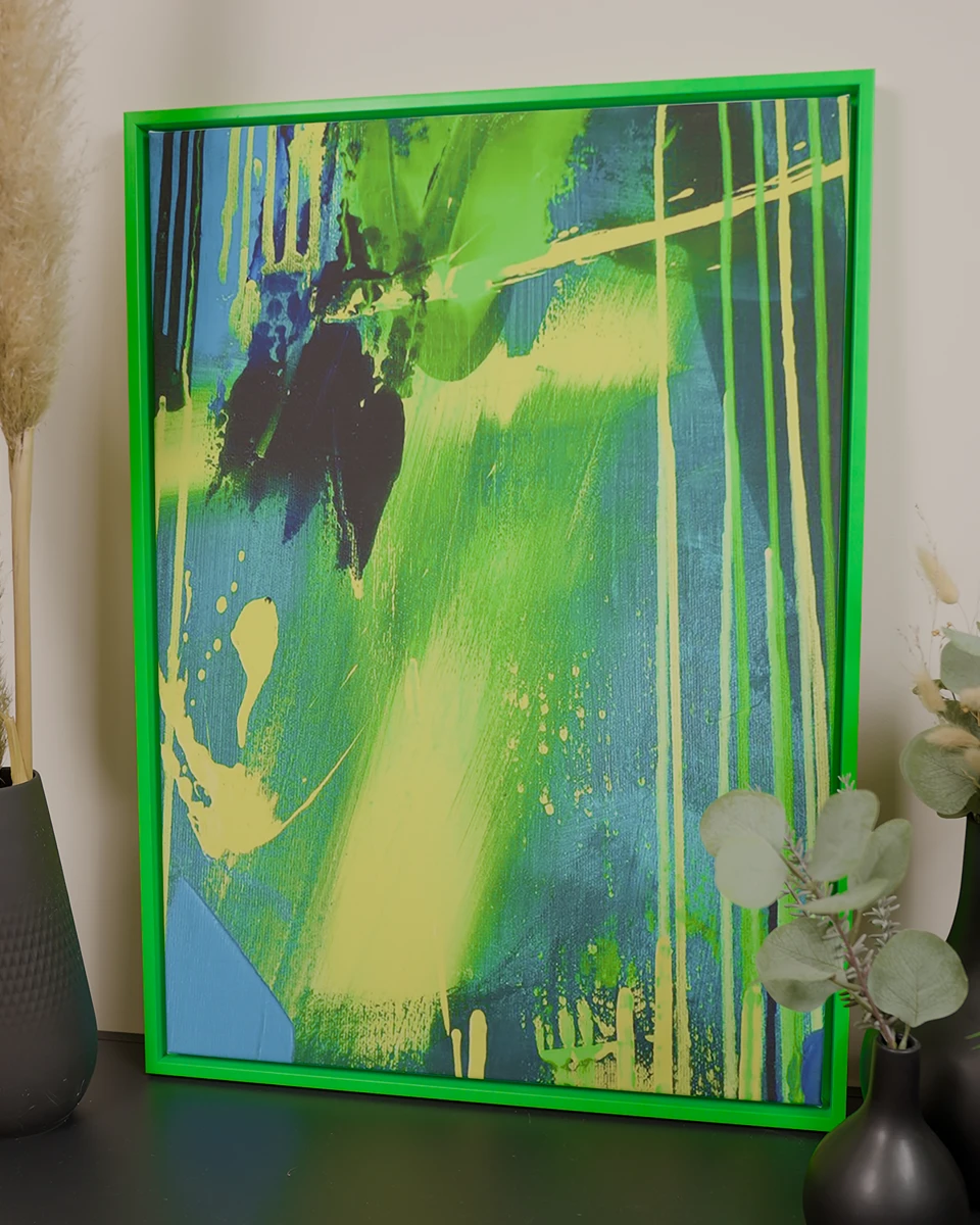 Caisse américaine Jill en vert néon dans un intérieur