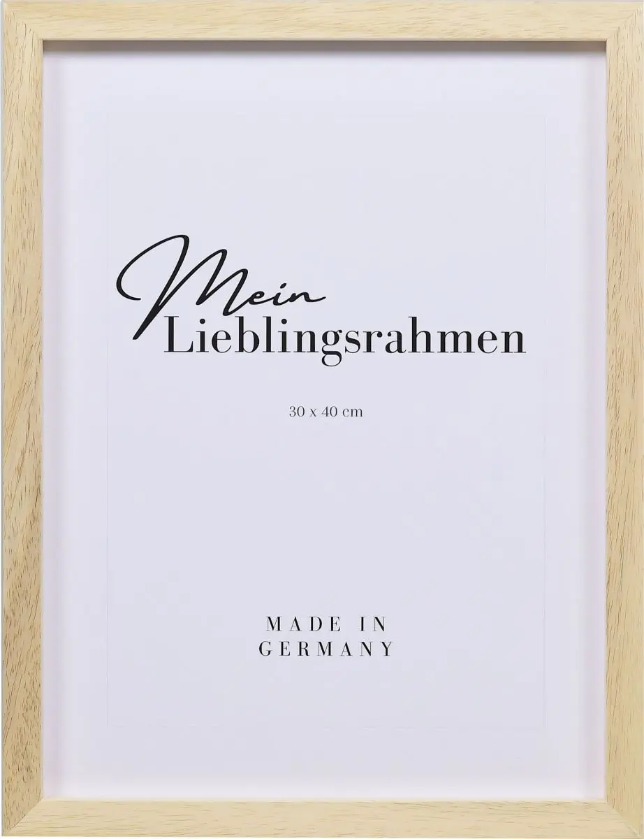 Holz-Profil 74, natur - Frontansicht Frontansicht eines naturfarbenen Bilderrahmens mit tiefenversetzter Leiste, 70x100 cm
