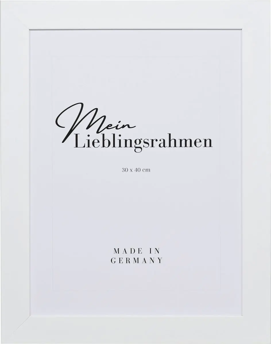 Holz-Profil 30, weiss - Frontansicht Frontansicht eines breiten, weissen Bilderrahmens mit glatter Oberfläche