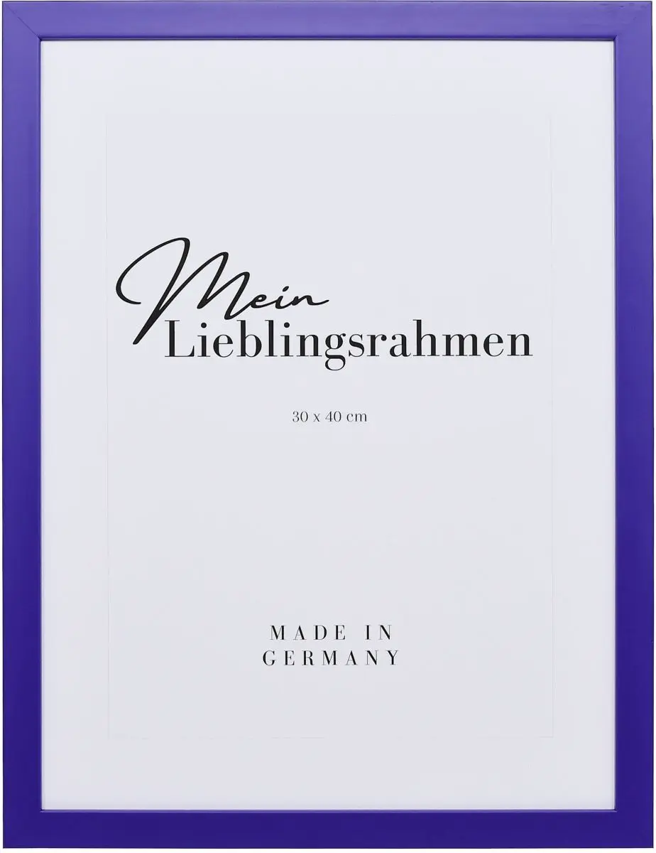 Holz-Profil Top Cube, lila - Frontansicht Frontansicht eines lila Bilderrahmens mit geschlossener, glatter Oberfläche und würfelförmigem Profil