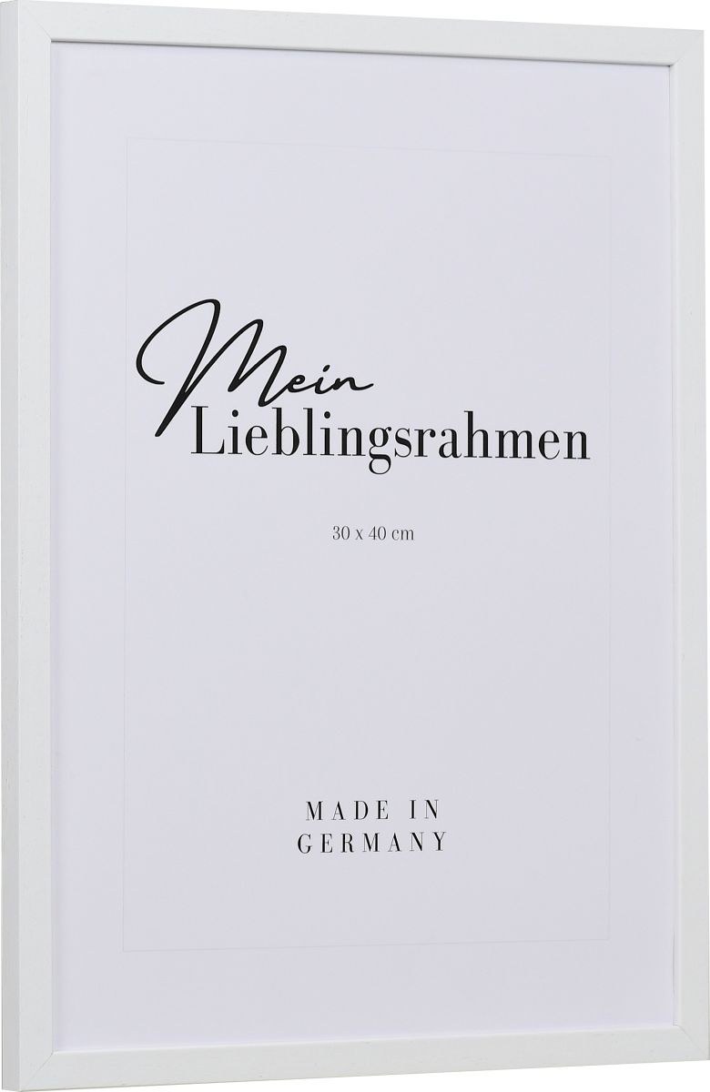 Seitenansicht eines weissen Holzrahmens mit sichtbarer Holzstruktur und schmalem Rand