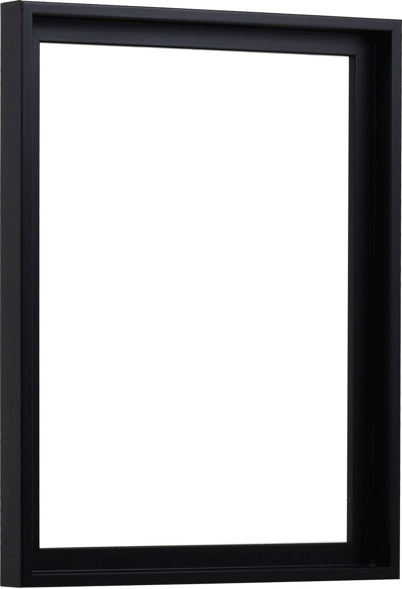 Holz-Profil 50k, schwarz - Seitenansicht Seitenansicht eines modernen, dezenten Schattenfugenrahmens in Schwarz