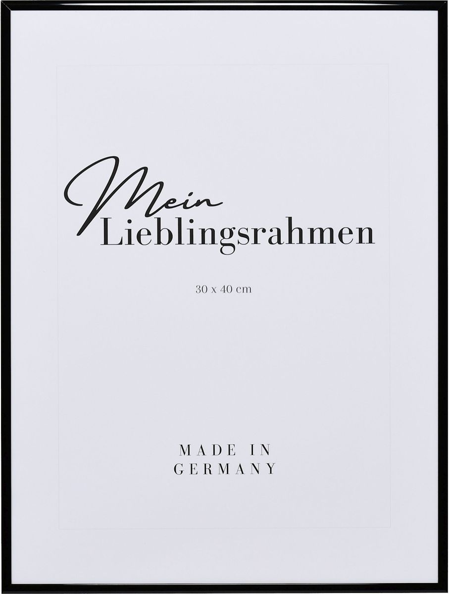 Découvre la vue de face de ton cadre MonCadrePréféré en aluminium noir brillant, extrêmement robuste avec son système d'angle breveté.