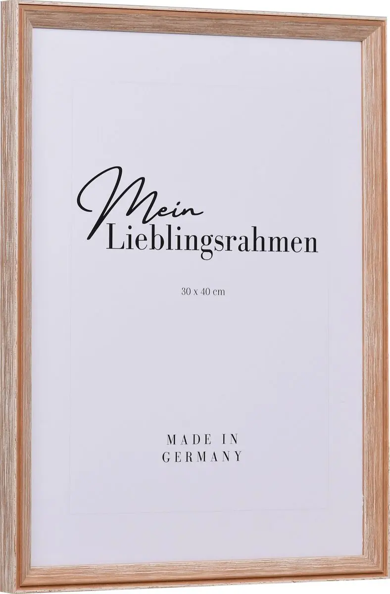 Seitenansicht eines braunen Holzrahmens im Used Look mit sichtbarer Holzstruktur