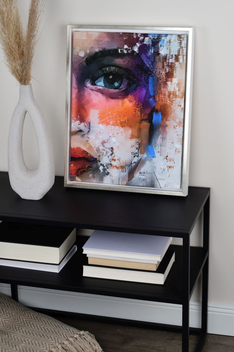 Schattenfugenrahmen Joline in Weiß-Silber in Wohnambiente