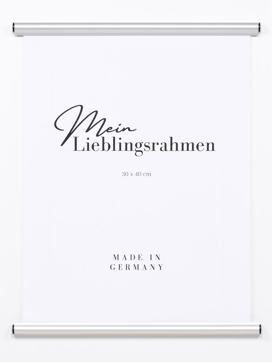 Posterhänger Alu 0088 silber - Frontansicht Frontansicht eine silbernen Alu-Posterhängers mit Klemmvorrichtung