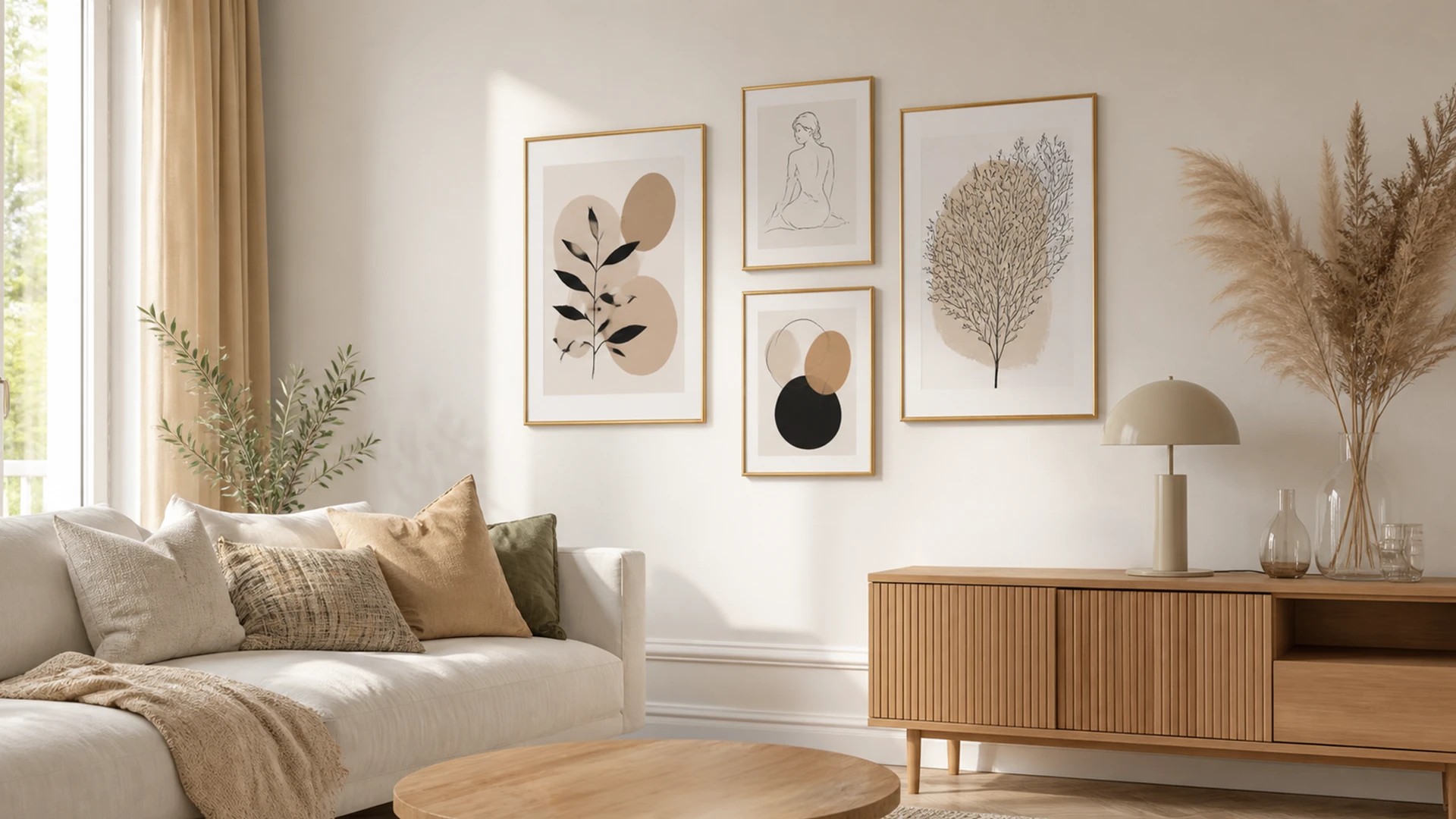 Cadre en bois Ava or dans un intérieur