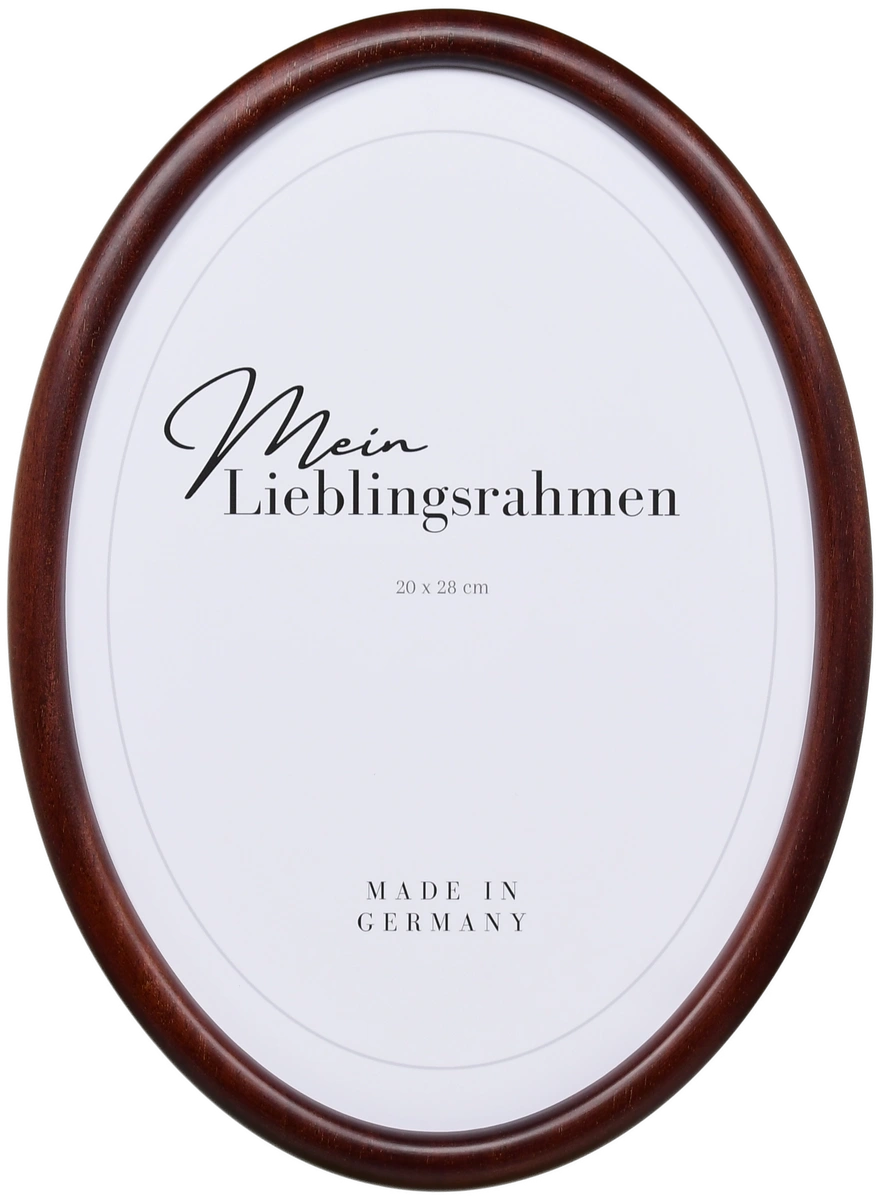 Frontansicht eines Ovalrahmens in der Farbe Mahagoni